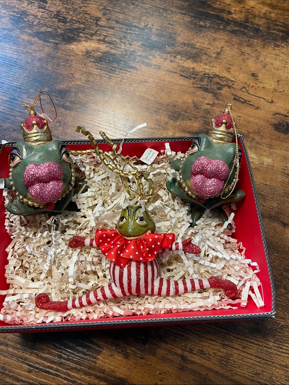 Katherine’s Collection Frog Prince and Jester Ornaments - Red Green Set
